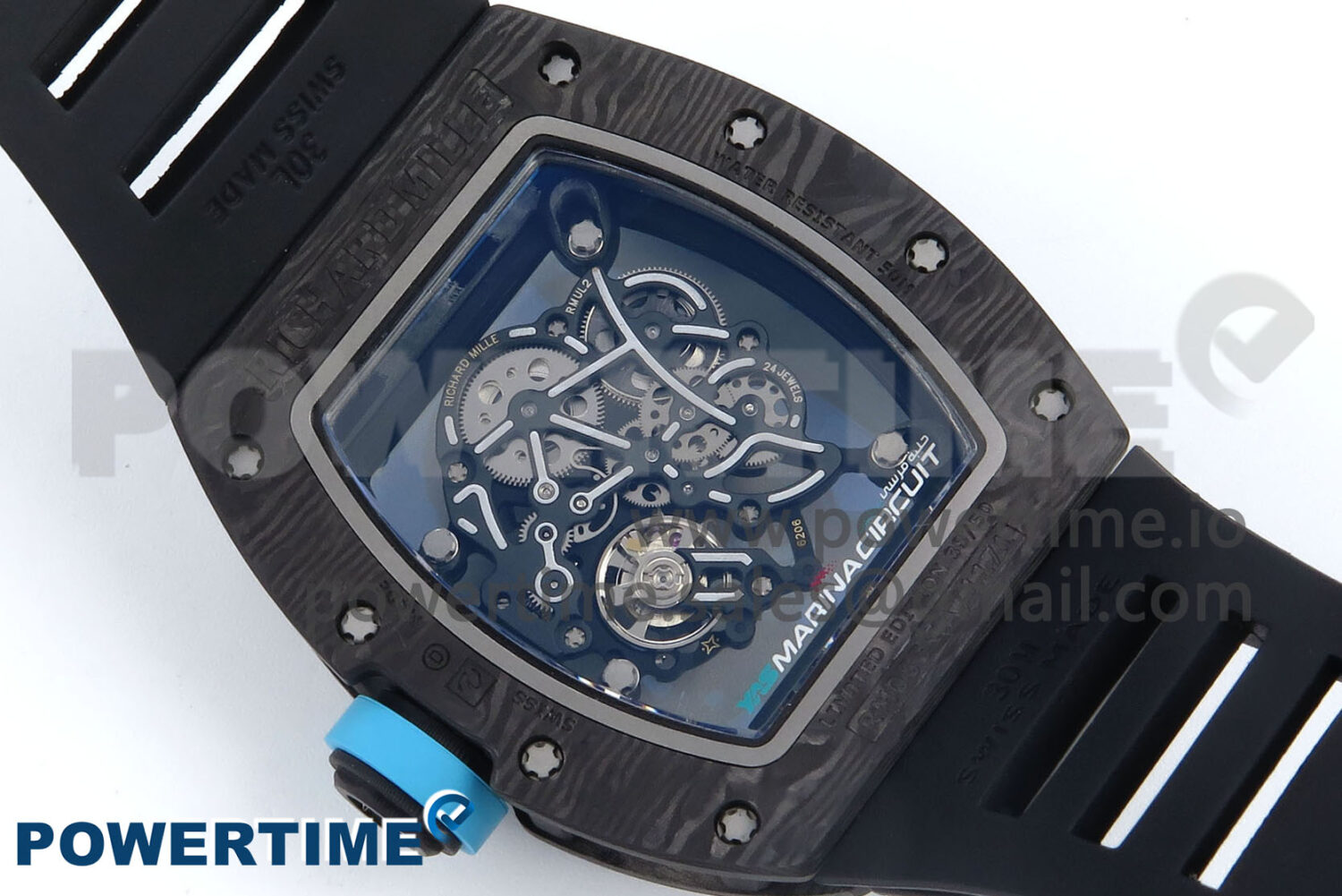 RM055 NTPT UOKF 1:1 Best Edition Blue Inner Bezel Black Crown on Black Rubber Strap RMUL2 Super Clone - Image 8