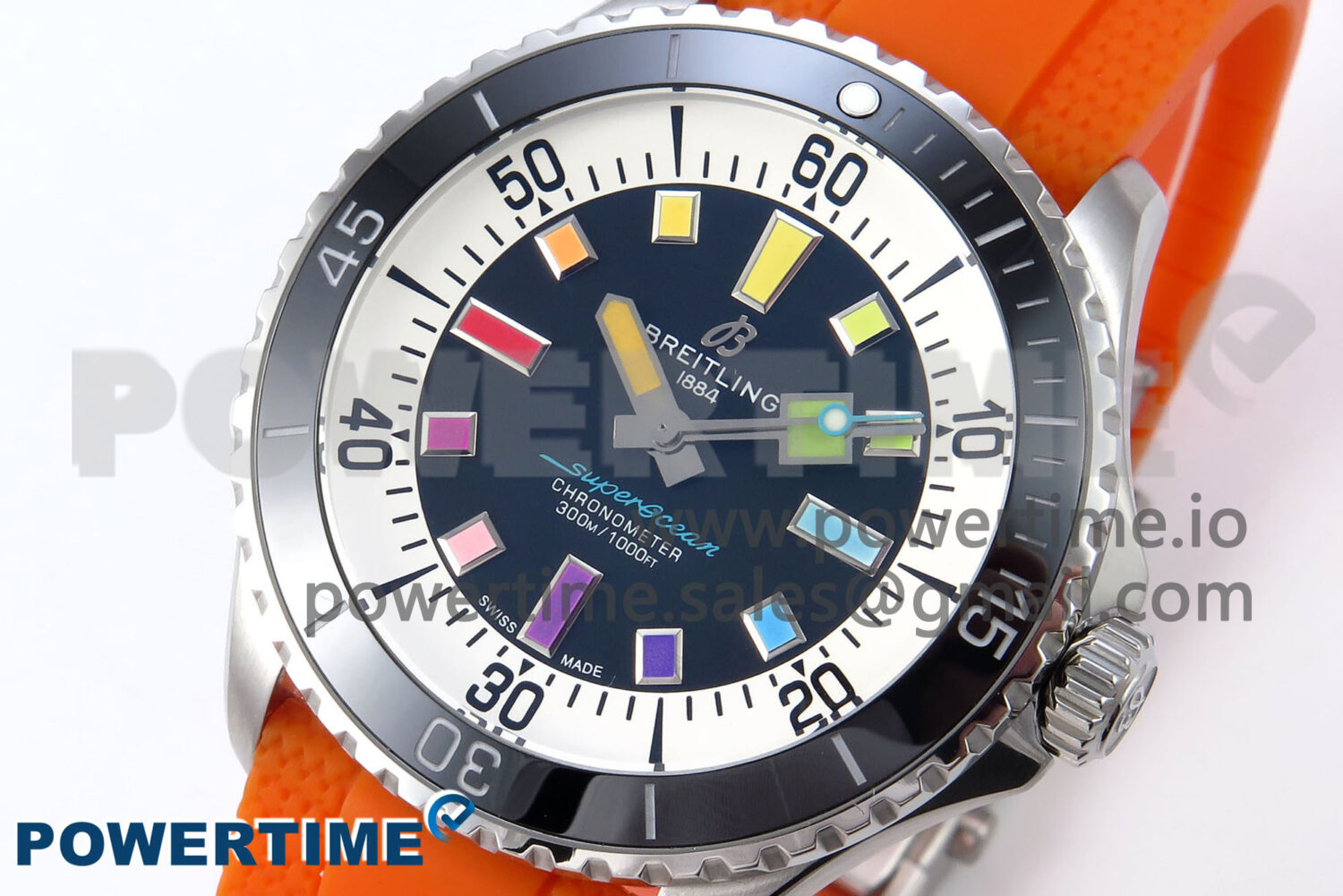 SuperOcean Automatic 42 SS TF 1:1 Best Edition Black Dial on Orange Rubber Strap A2824 - Image 3