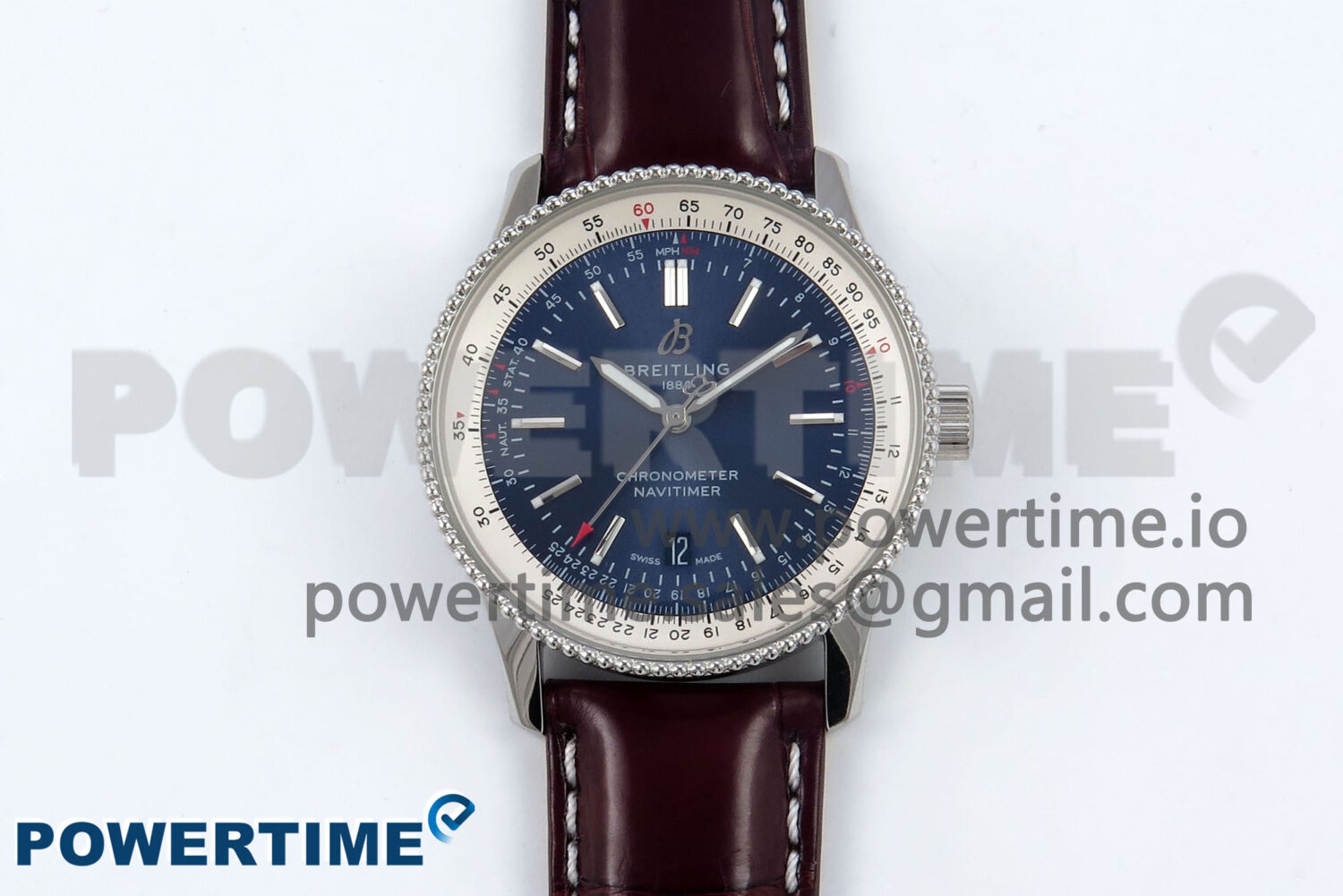Navitimer 1 SS 41mm TF 1:1 Best Edition White Bezel Blue Dial on Brown Leather Strap A2824 - Image 1
