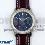 Navitimer 1 SS 41mm TF 1:1 Best Edition White Bezel Blue Dial on Brown Leather Strap A2824