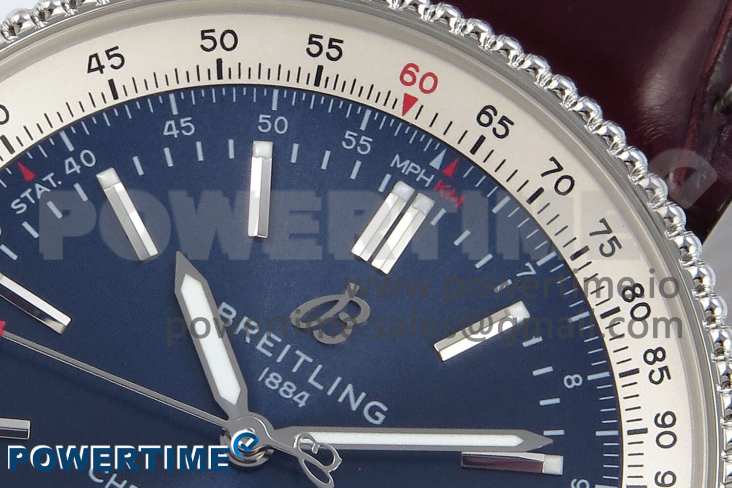 Navitimer 1 SS 41mm TF 1:1 Best Edition White Bezel Blue Dial on Brown Leather Strap A2824 - Image 4