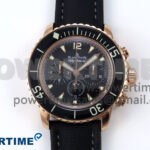 Fifty Fathoms Chrono RG OMF 1:1 Best Edition Black Dial on Black Sail-canvas Strap A7750