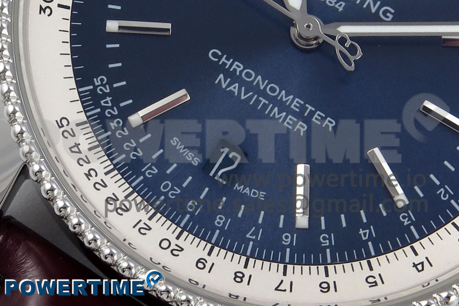 Navitimer 1 SS 41mm TF 1:1 Best Edition White Bezel Blue Dial on Brown Leather Strap A2824 - Image 5
