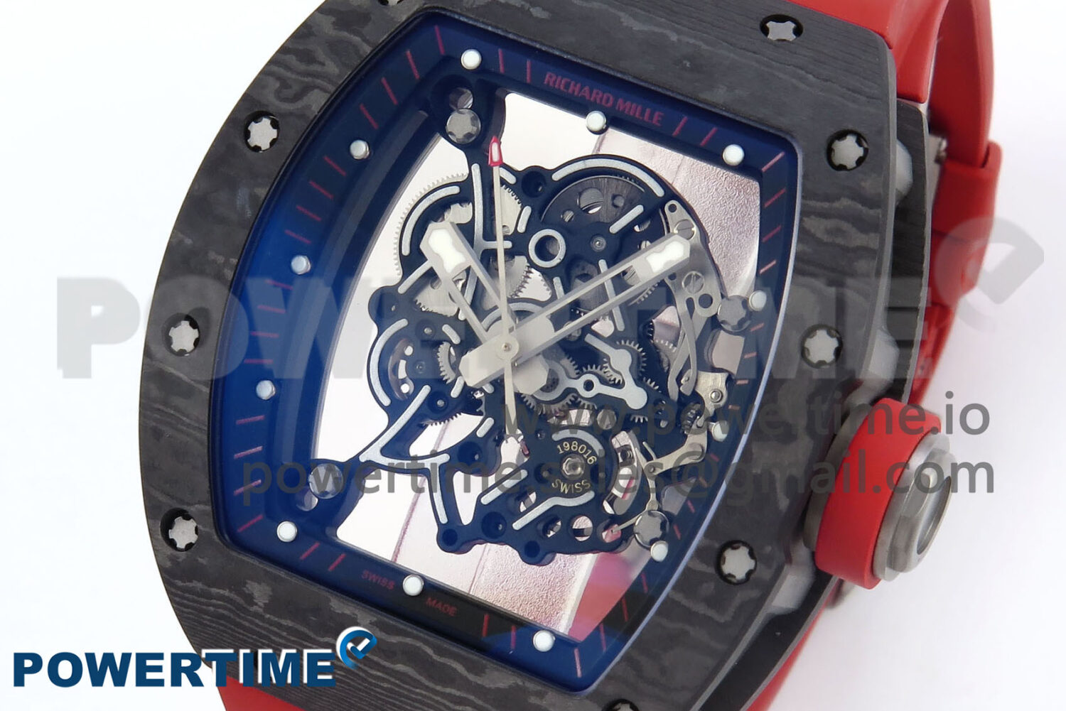 RM055 Ti/NTPT UOKF 1:1 Best Edition Black Inner Bezel Red Crown on Red Rubber Strap RMUL2 Super Clone - Image 3