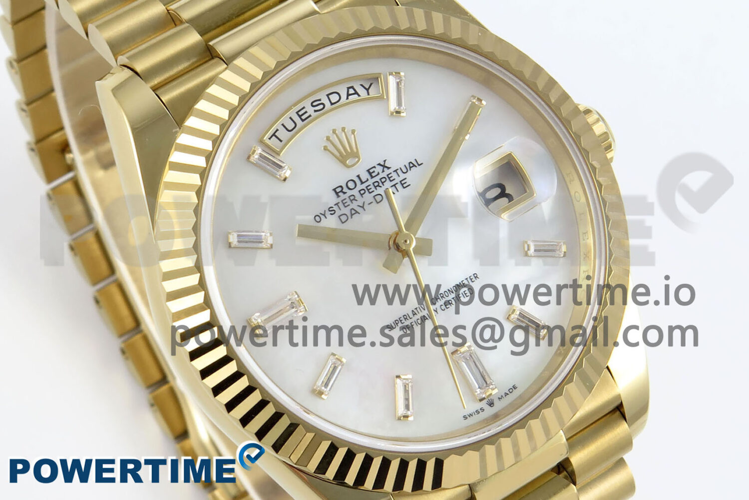 Day Date 40 YG 228238 Noob 1:1 Best Edition White MOP Crystal Dial on President Bracelet A2836 (Gain Weight) - Image 2