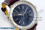 Navitimer 1 SS 41mm TF 1:1 Best Edition White Bezel Blue Dial on Brown Leather Strap A2824 - Image 2