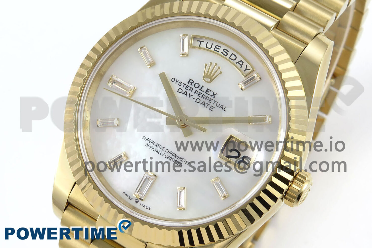 Day Date 40 YG 228238 Noob 1:1 Best Edition White MOP Crystal Dial on President Bracelet A2836 (Gain Weight) - Image 3