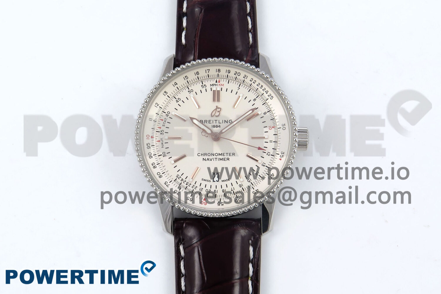 Navitimer 1 RG/SS 41mm TF 1:1 Best Edition White Bezel White Dial on Brown Leather Strap A2824 - Image 1
