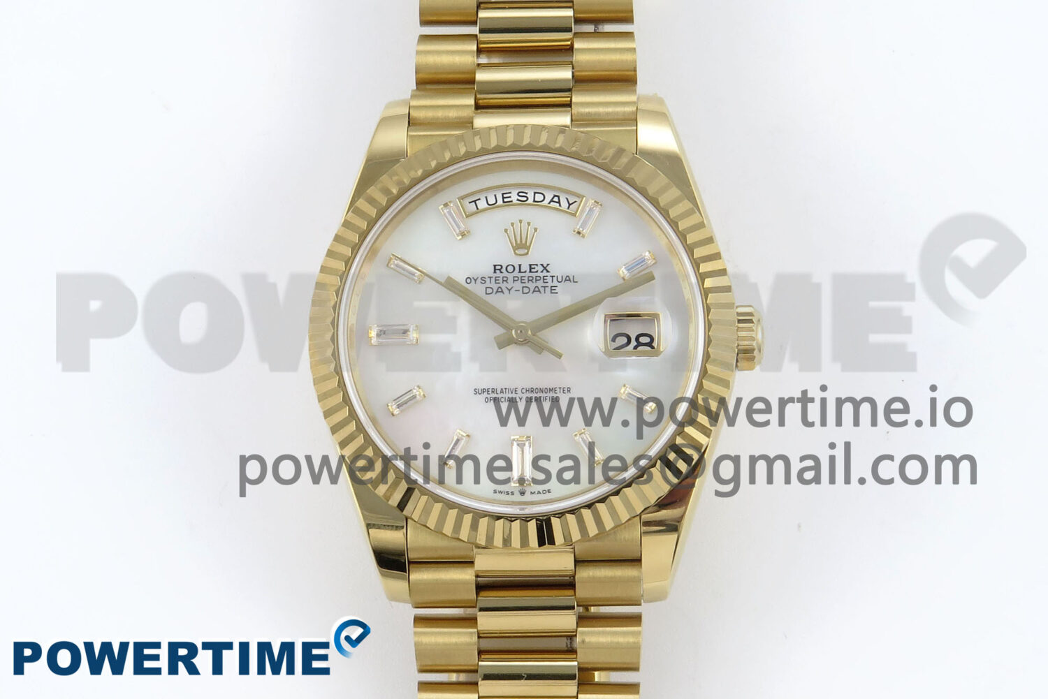 Day Date 40 YG 228238 Noob 1:1 Best Edition White MOP Crystal Dial on President Bracelet A2836 (Gain Weight) - Image 1