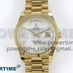Day Date 40 YG 228238 Noob 1:1 Best Edition White MOP Crystal Dial on President Bracelet A2836 (Gain Weight)