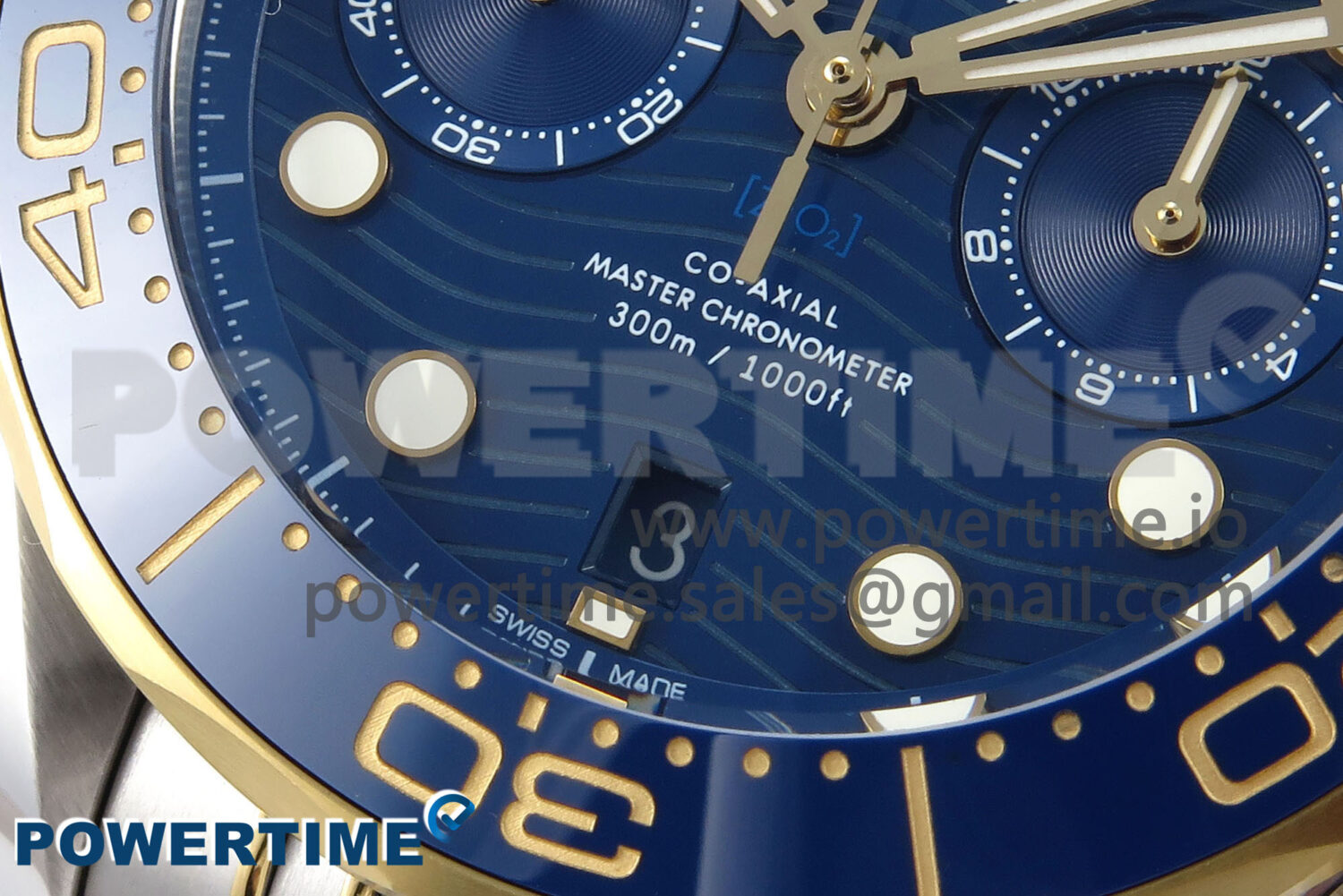 Seamaster 300m Chrono SS/YG OMF 1:1 Best Edition Blue Dial on SS/YG Bracelet A9900 - Image 5