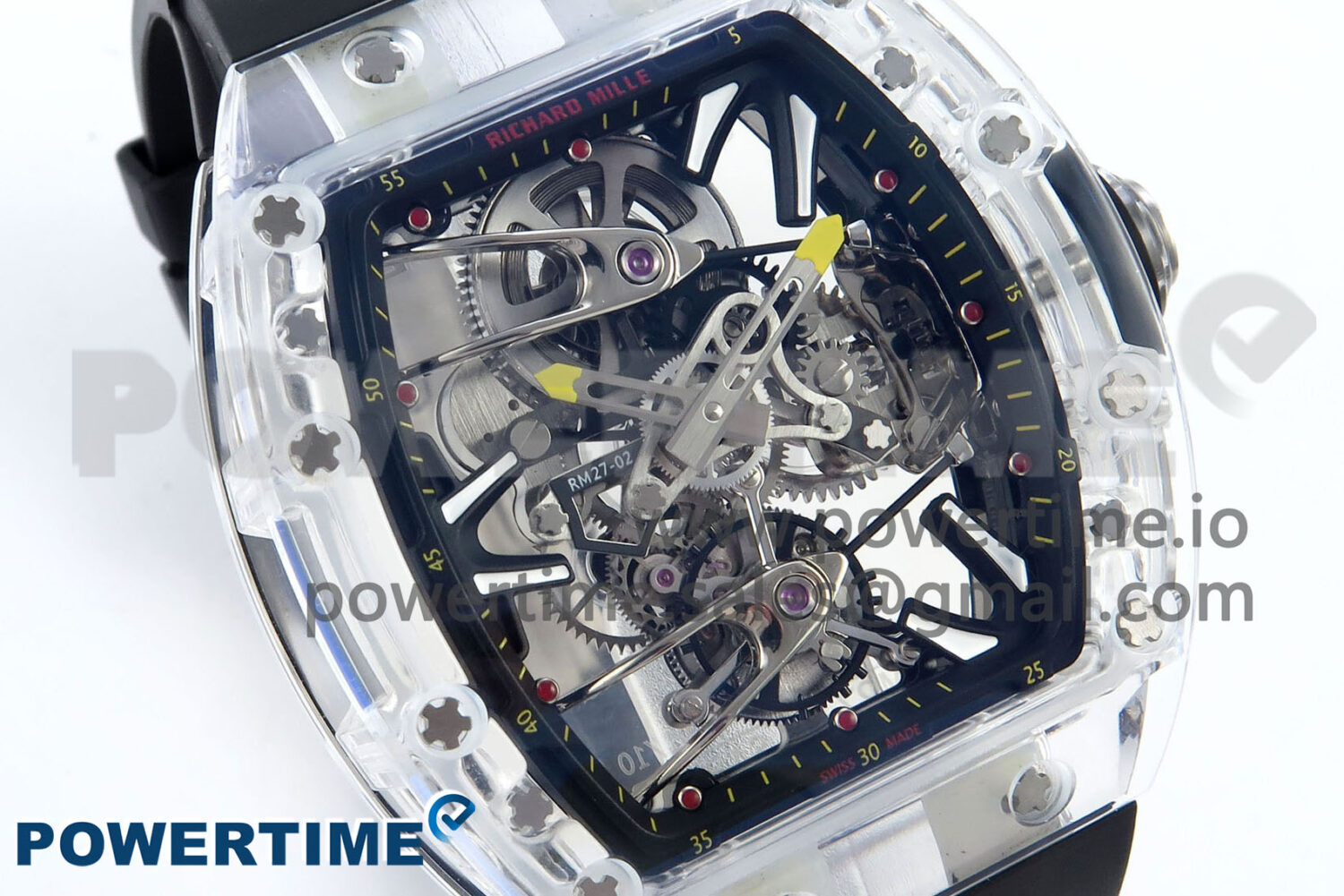 RM027-02 Transparent Tourbillon RMF Best Edition Skeleton Dial on Black Rubber Strap - Image 2