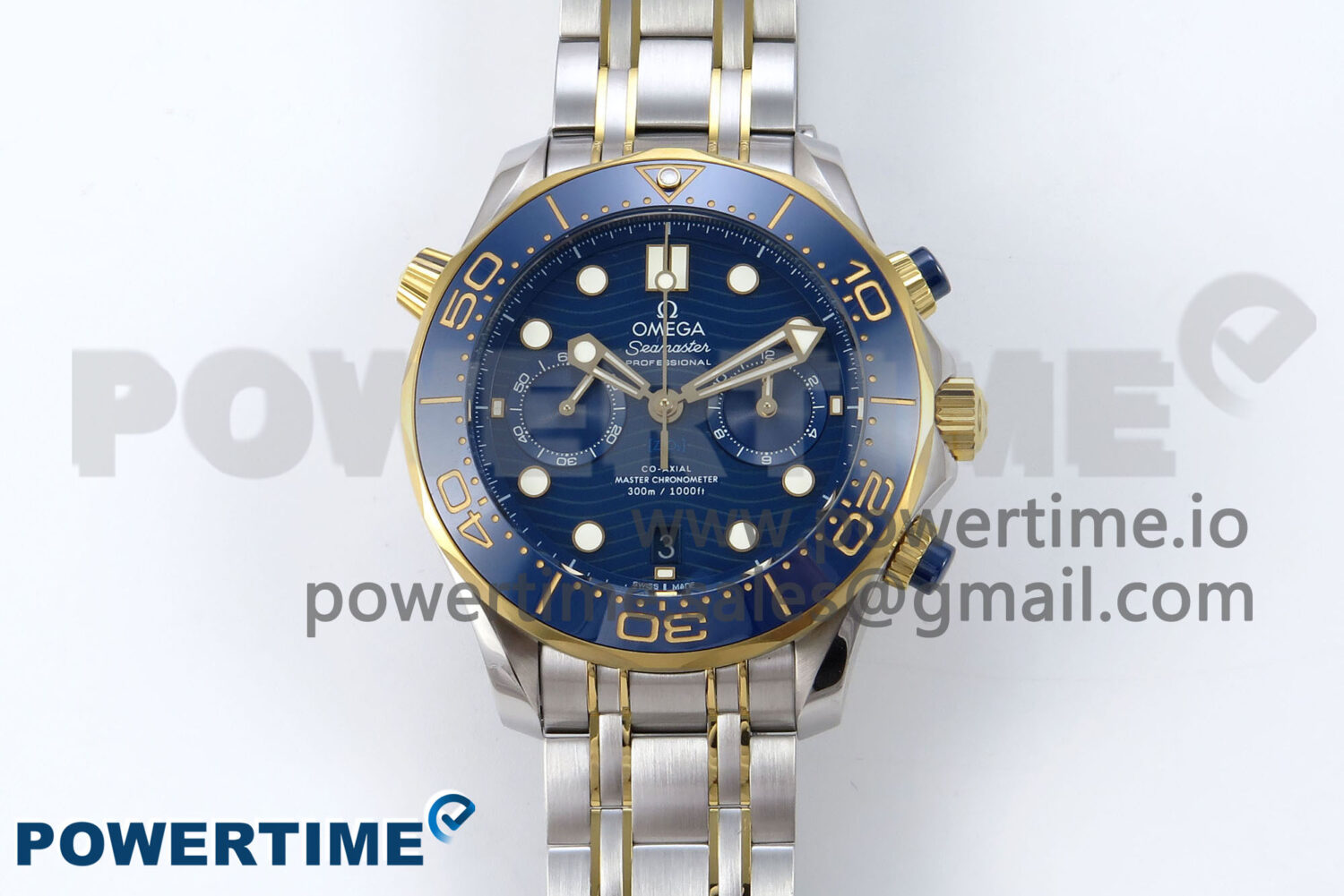 Seamaster 300m Chrono SS/YG OMF 1:1 Best Edition Blue Dial on SS/YG Bracelet A9900 - Image 1