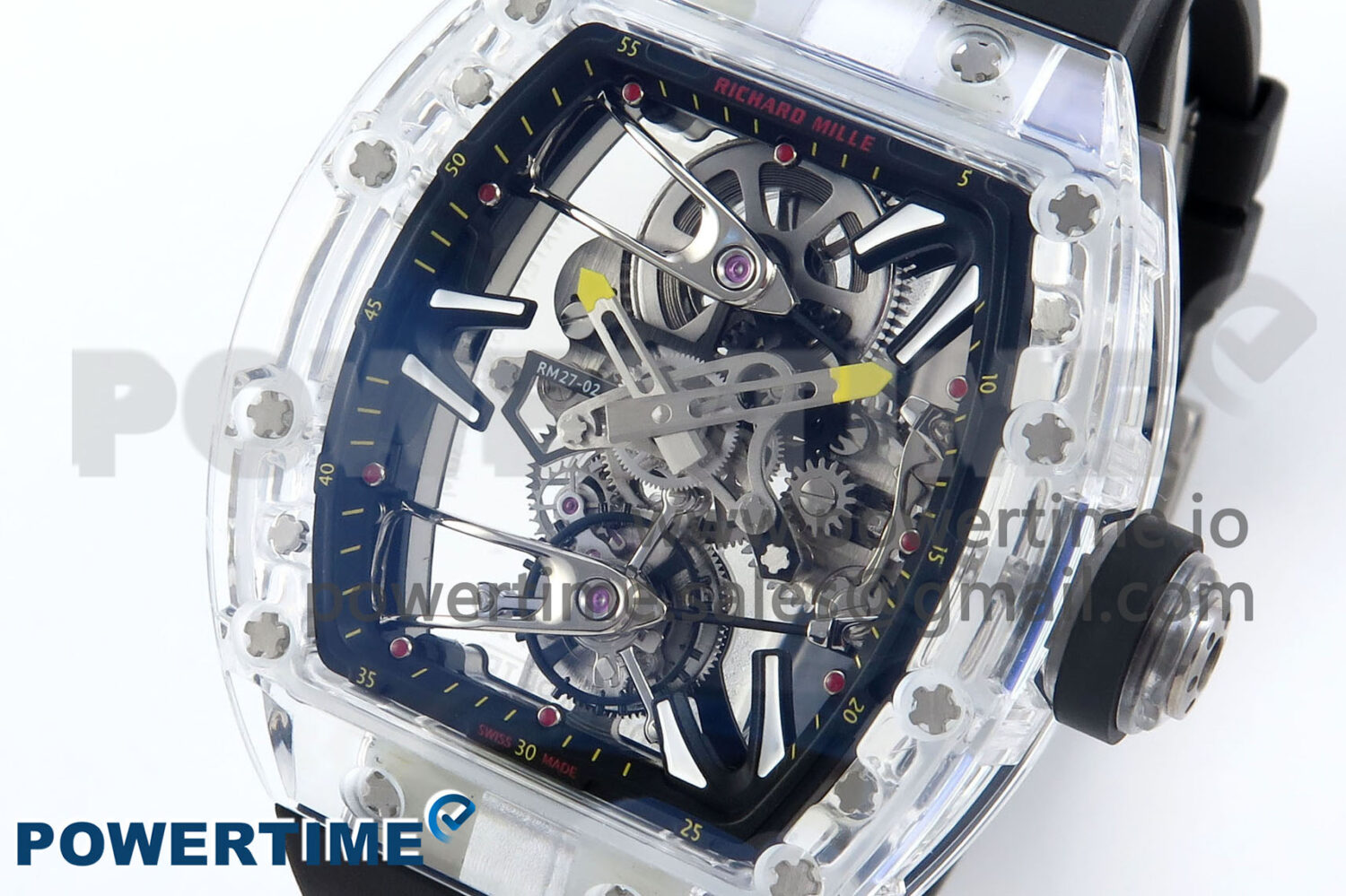 RM027-02 Transparent Tourbillon RMF Best Edition Skeleton Dial on Black Rubber Strap - Image 3