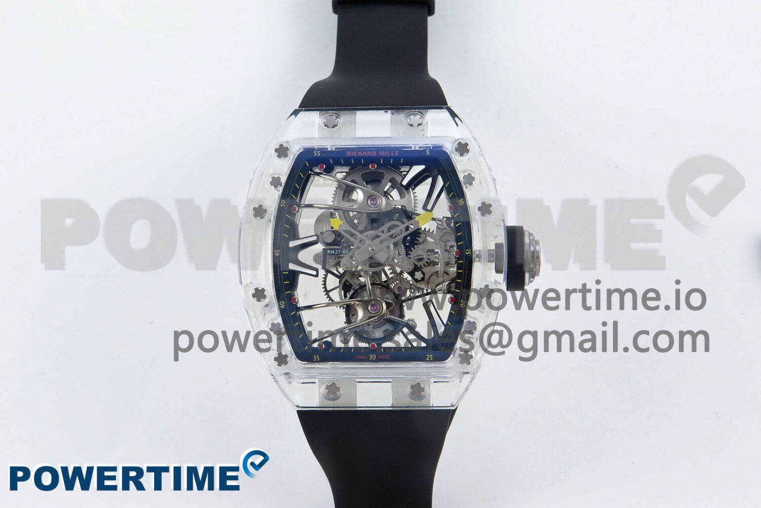 RM027-02 Transparent Tourbillon RMF Best Edition Skeleton Dial on Black Rubber Strap - Image 1