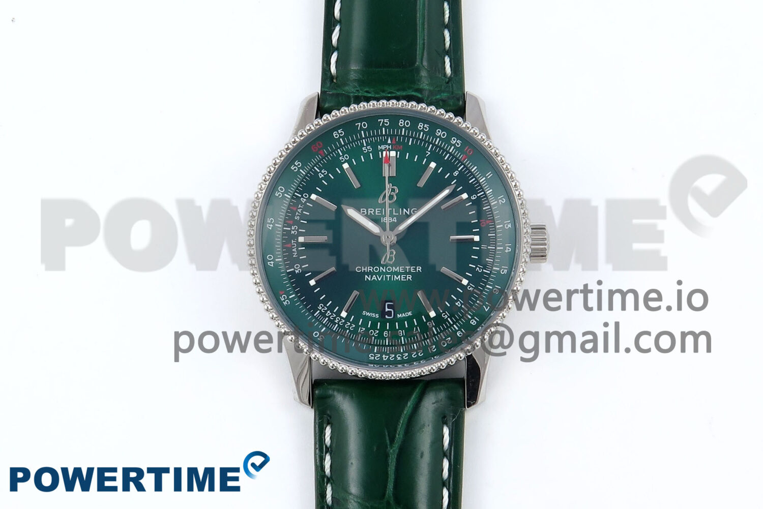 Navitimer 1 SS 41mm TF 1:1 Best Edition Green Bezel Green Dial on Green Leather Strap A2824 - Image 1
