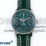 Navitimer 1 SS 41mm TF 1:1 Best Edition Green Bezel Green Dial on Green Leather Strap A2824