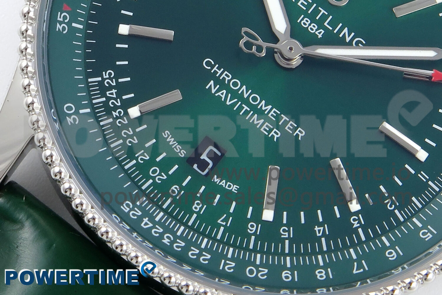 Navitimer 1 SS 41mm TF 1:1 Best Edition Green Bezel Green Dial on Green Leather Strap A2824 - Image 5
