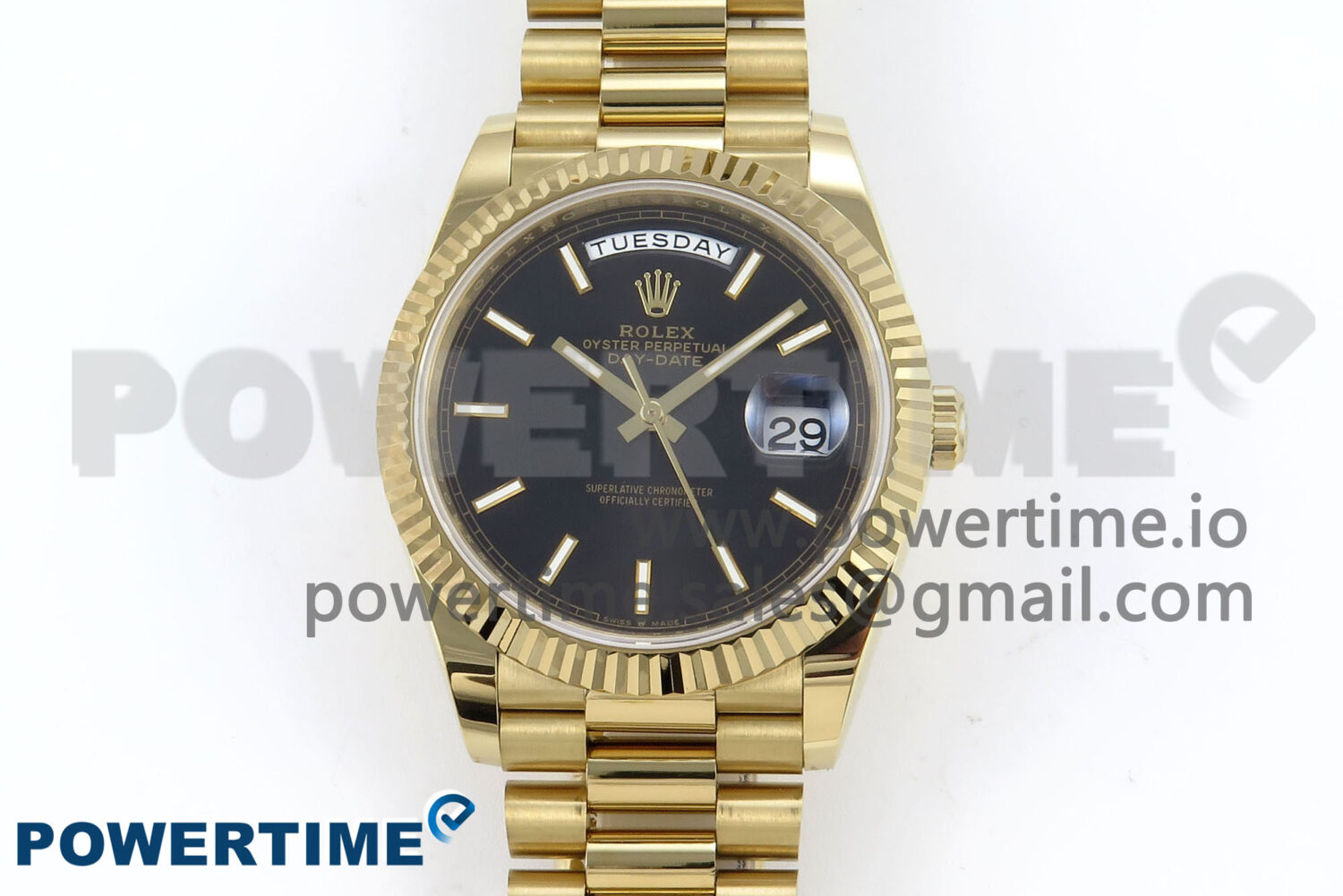 Day Date 40 YG 228238 Noob 1:1 Best Edition Black Stick Dial on President Bracelet A2836 (Gain Weight) - Image 1