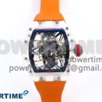 RM027-02 Transparent Tourbillon RMF Best Edition Skeleton Dial on Orange Rubber Strap (复制)