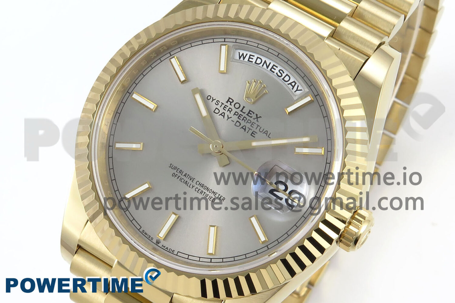 Day Date 40 YG 228238 Noob 1:1 Best Edition Silver Stick Dial on President Bracelet A2836 (Gain Weight) - Image 3