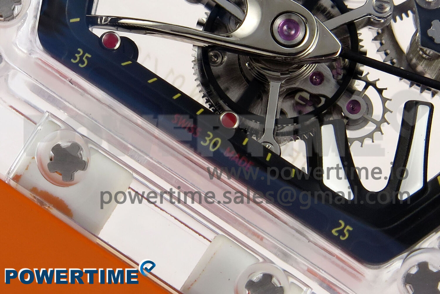RM027-02 Transparent Tourbillon RMF Best Edition Skeleton Dial on Orange Rubber Strap - Image 5