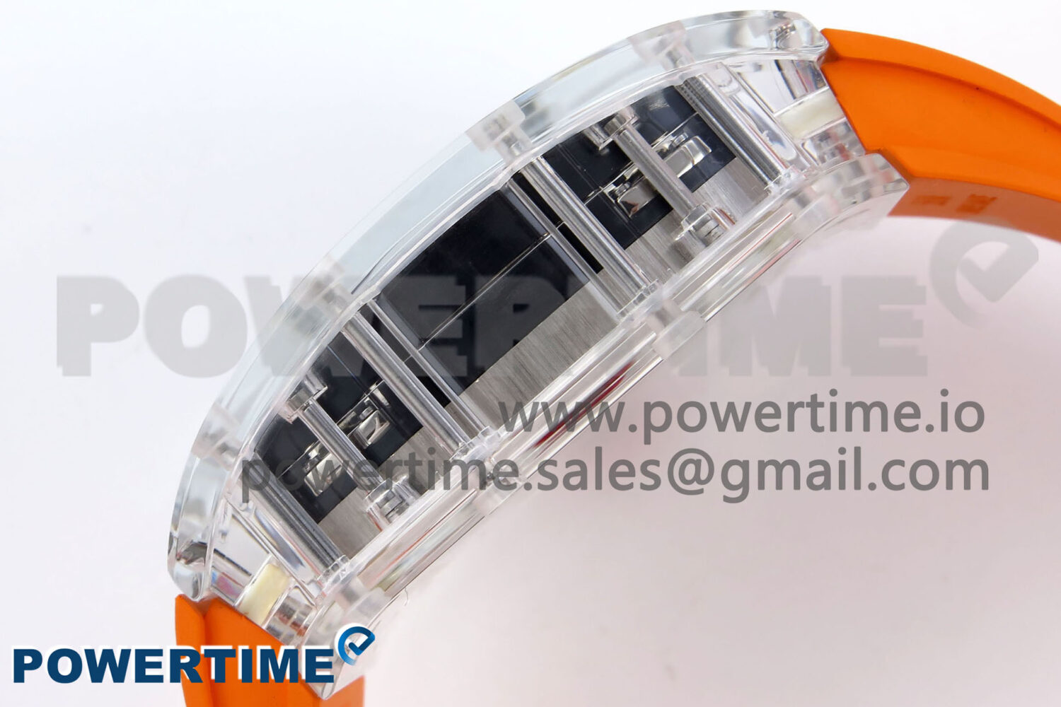 RM027-02 Transparent Tourbillon RMF Best Edition Skeleton Dial on Orange Rubber Strap - Image 6