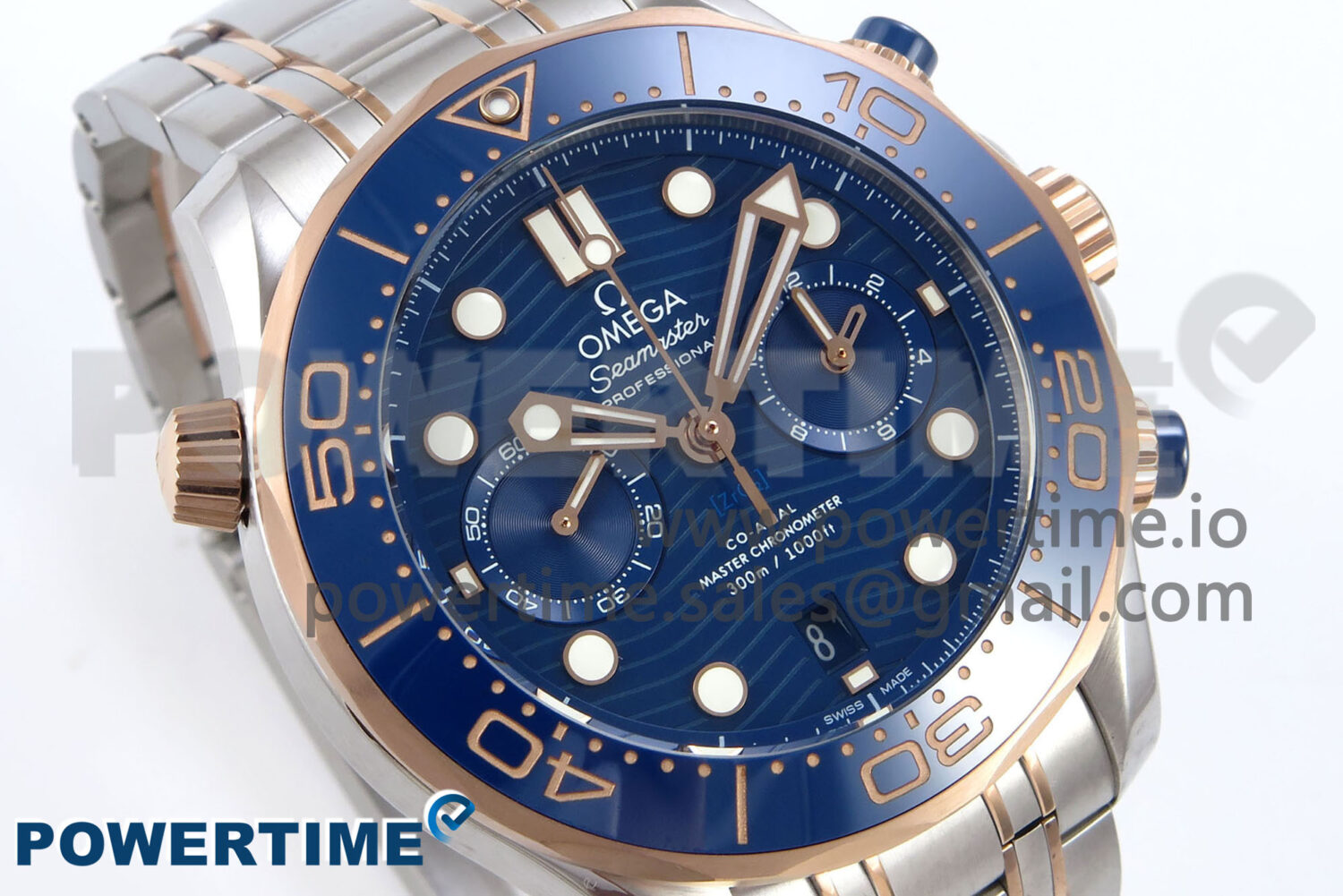 Seamaster 300m Chrono SS/RG OMF 1:1 Best Edition Blue Dial on SS/RG Bracelet A9900 - Image 2