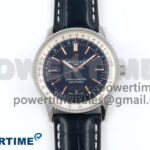 Navitimer 1 SS 41mm TF 1:1 Best Edition White Bezel Blue Dial on Black Leather Strap A2824