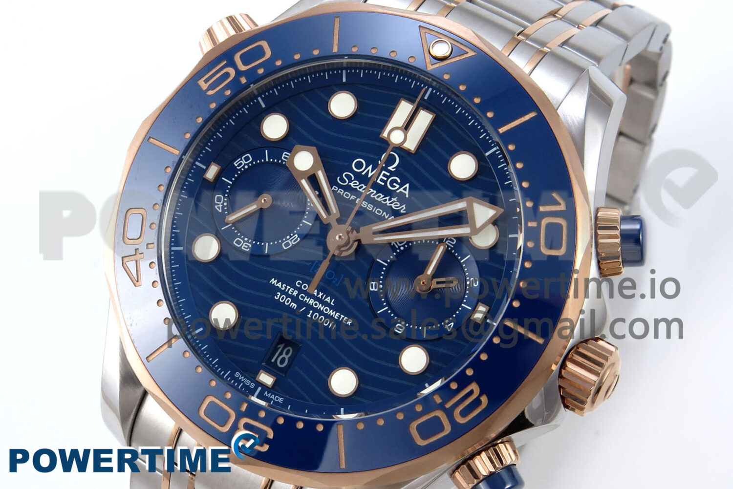 Seamaster 300m Chrono SS/RG OMF 1:1 Best Edition Blue Dial on SS/RG Bracelet A9900 - Image 3