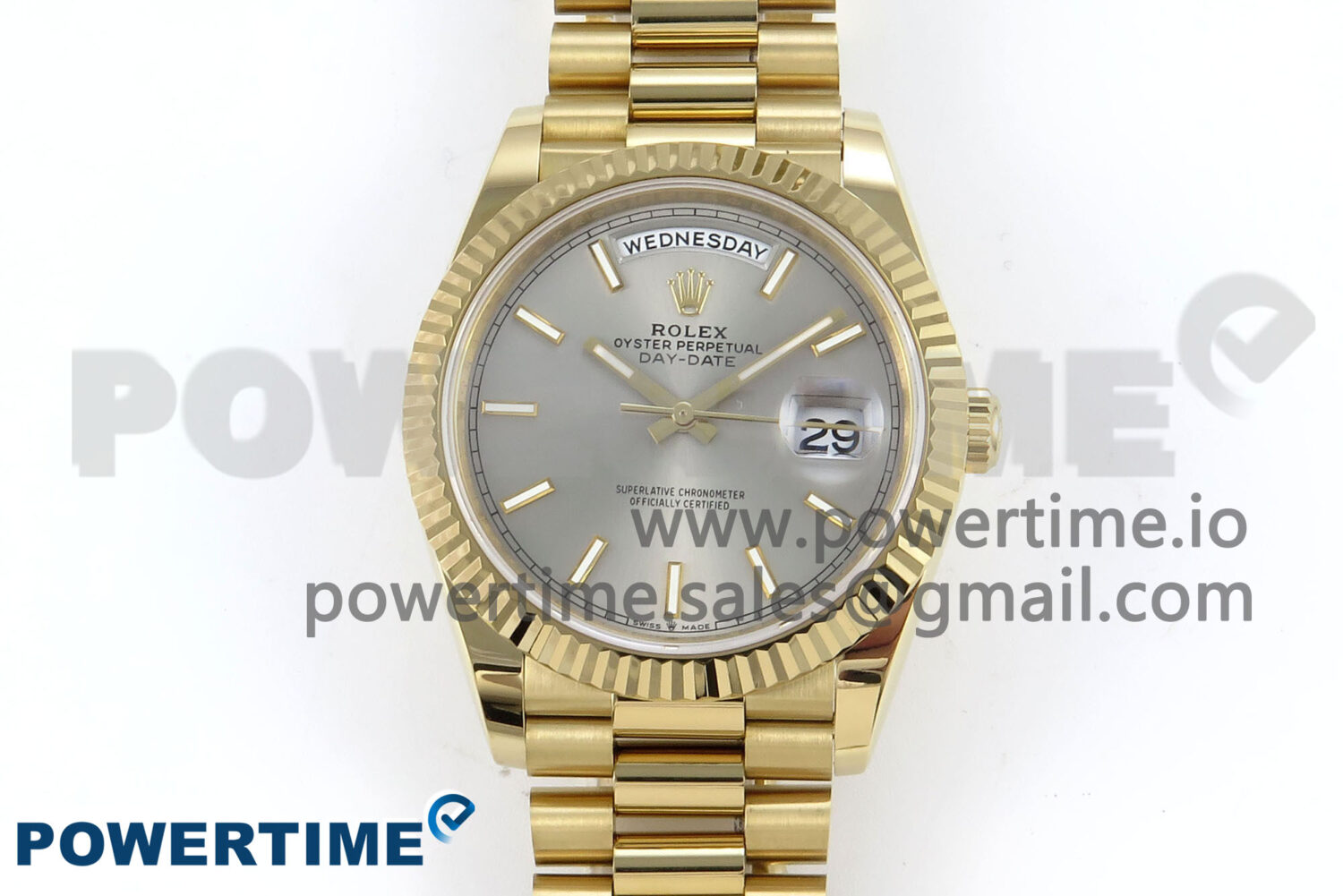 Day Date 40 YG 228238 Noob 1:1 Best Edition Silver Stick Dial on President Bracelet A2836 (Gain Weight) - Image 1