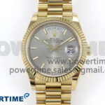 Day Date 40 YG 228238 Noob 1:1 Best Edition Silver Stick Dial on President Bracelet A2836 (Gain Weight)