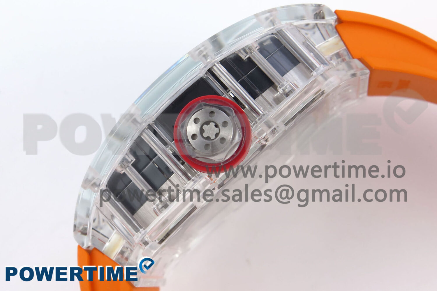 RM027-02 Transparent Tourbillon RMF Best Edition Skeleton Dial on Orange Rubber Strap - Image 7