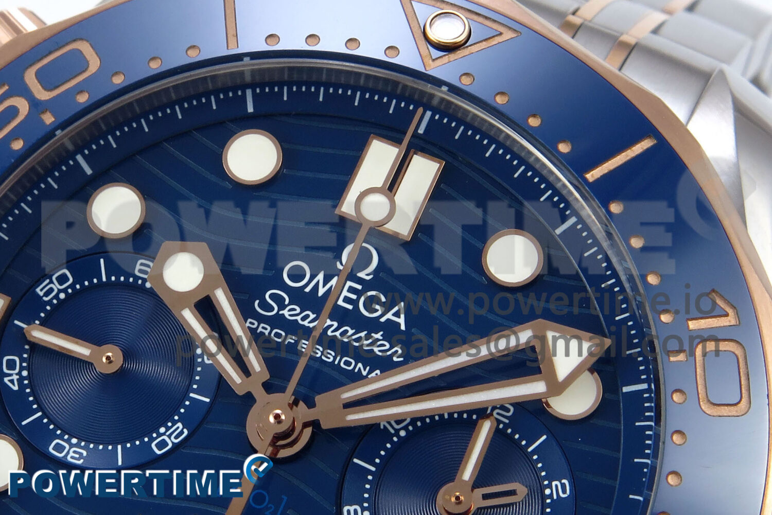 Seamaster 300m Chrono SS/RG OMF 1:1 Best Edition Blue Dial on SS/RG Bracelet A9900 - Image 4