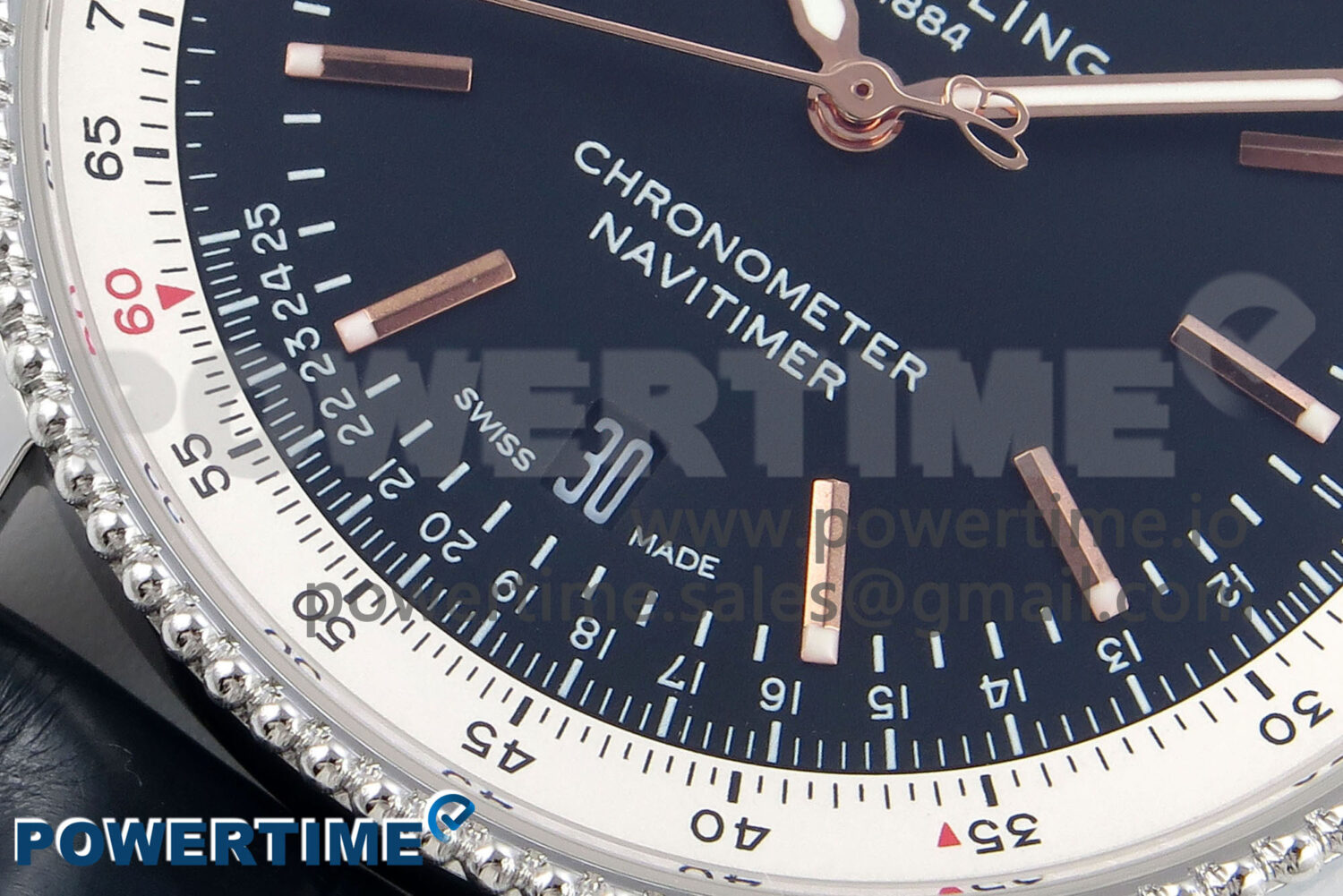 Navitimer 1 SS 41mm TF 1:1 Best Edition White Bezel Blue Dial on Black Leather Strap A2824 - Image 5