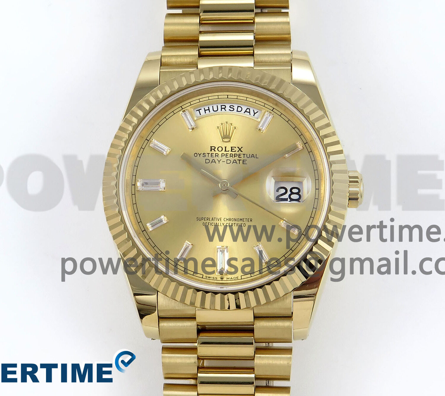 Day Date 40 YG 228238 Noob 1:1 Best Edition YG Crystal Dial on President Bracelet A2836 (Gain Weight)