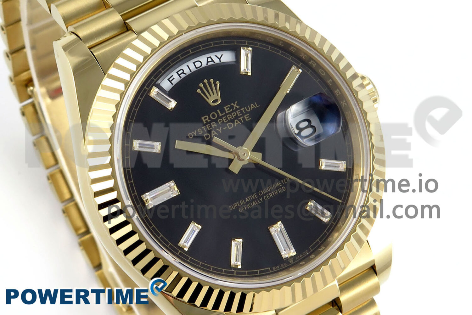 Day Date 40 YG 228238 Noob 1:1 Best Edition Black Crystal Dial on President Bracelet A2836 (Gain Weight) - Image 2