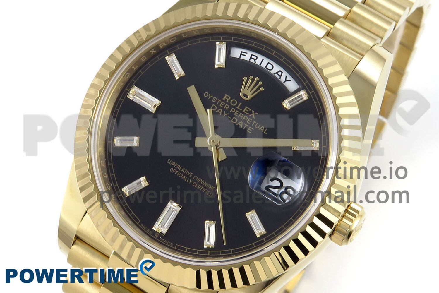 Day Date 40 YG 228238 Noob 1:1 Best Edition Black Crystal Dial on President Bracelet A2836 (Gain Weight) - Image 3