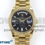 Day Date 40 YG 228238 Noob 1:1 Best Edition Black Crystal Dial on President Bracelet A2836 (Gain Weight)