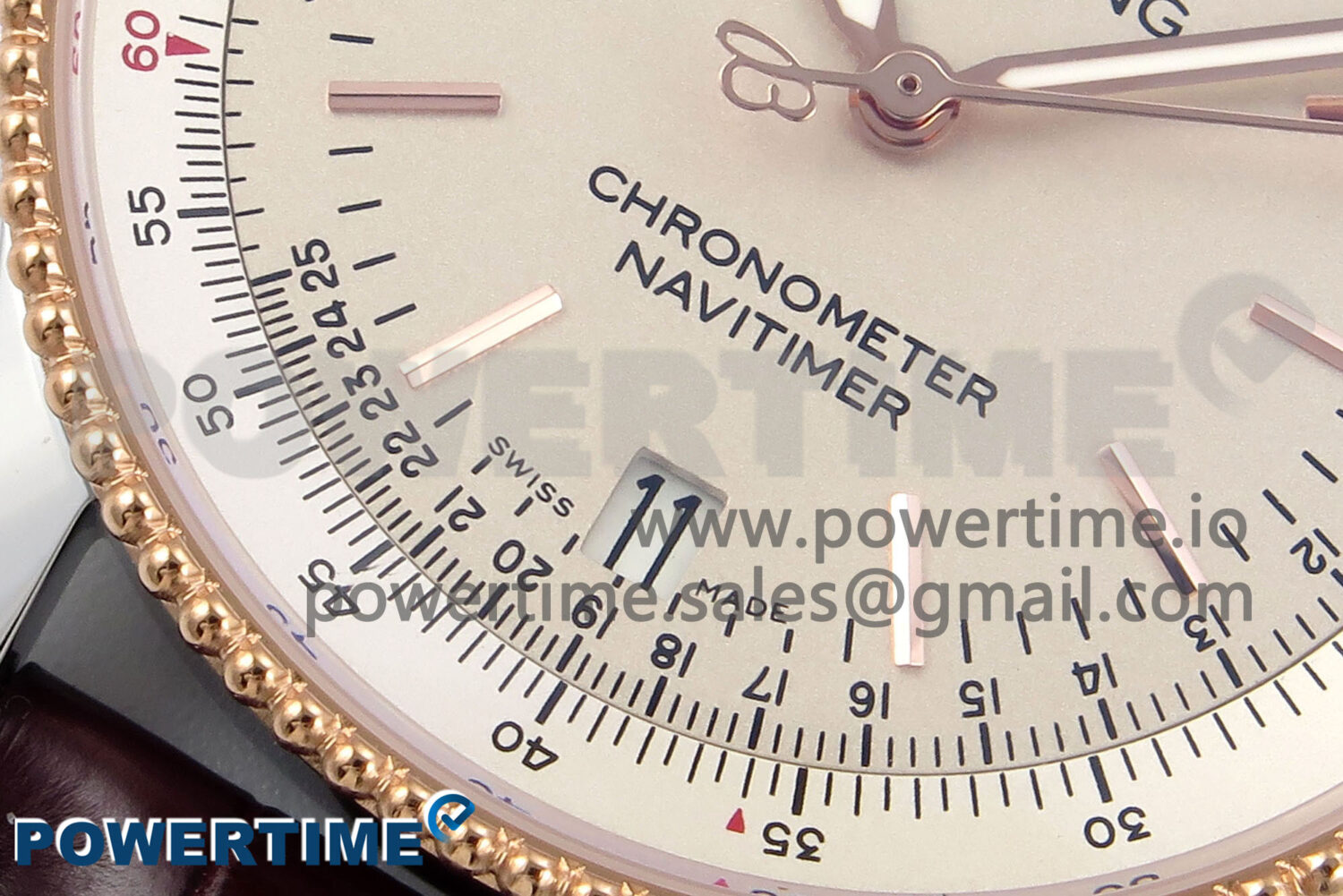 Navitimer 1 RG/SS 41mm TF 1:1 Best Edition White Bezel White Dial on Brown Leather Strap A2824 - Image 5