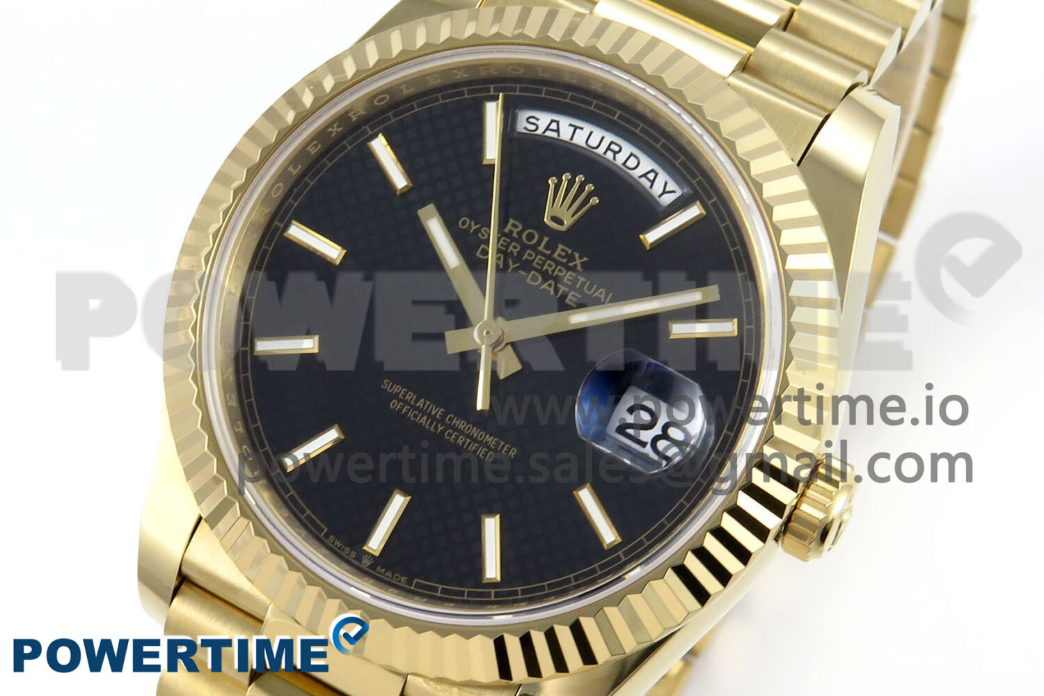 Day Date 40 YG 228238 Noob 1:1 Best Edition Black Textured Stick Dial on President Bracelet A2836 (Gain Weight) - Image 3