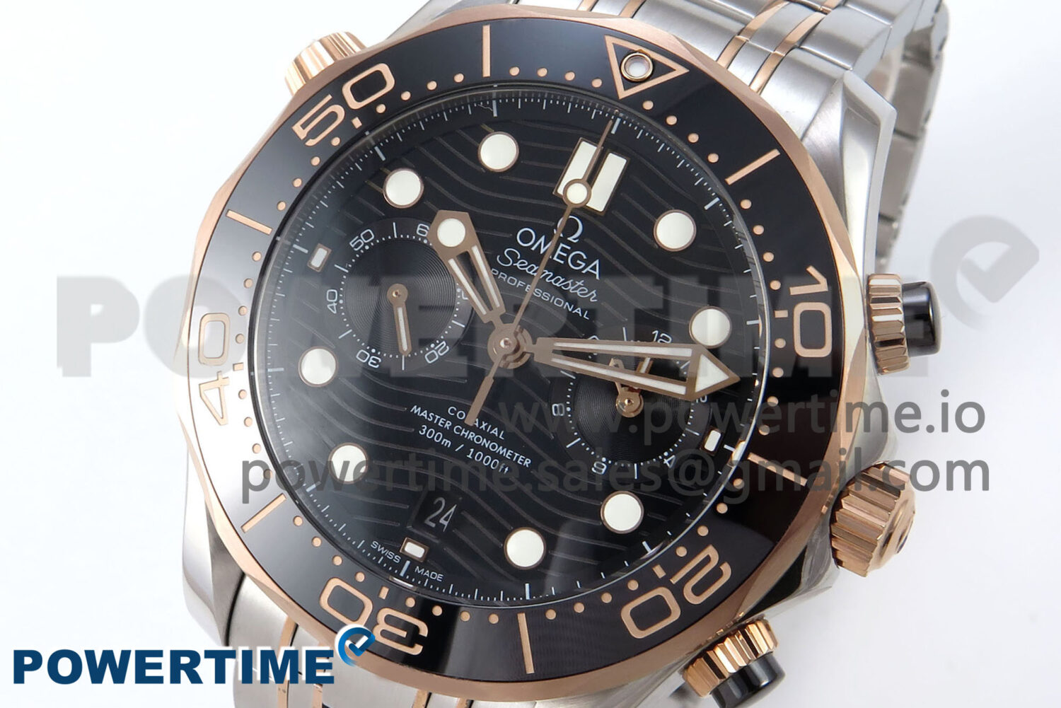 Seamaster 300m Chrono SS/YG OMF 1:1 Best Edition Blue Dial on SS/YG Bracelet A9900 - Image 3
