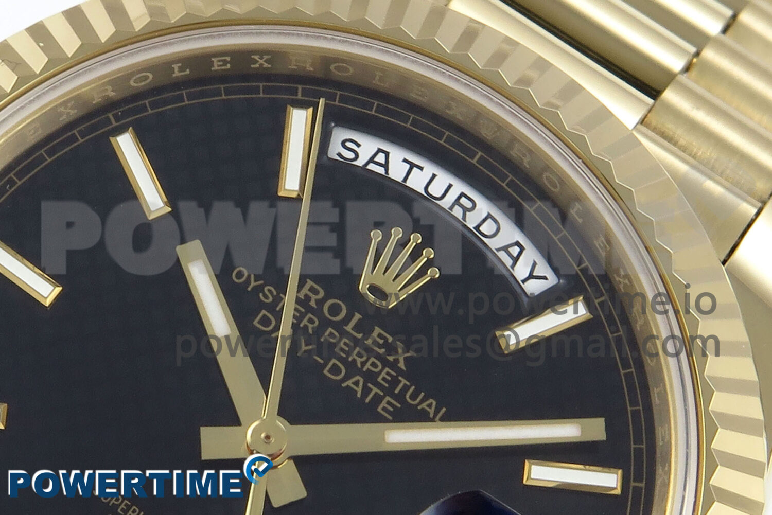 Day Date 40 YG 228238 Noob 1:1 Best Edition Black Textured Stick Dial on President Bracelet A2836 (Gain Weight) - Image 4