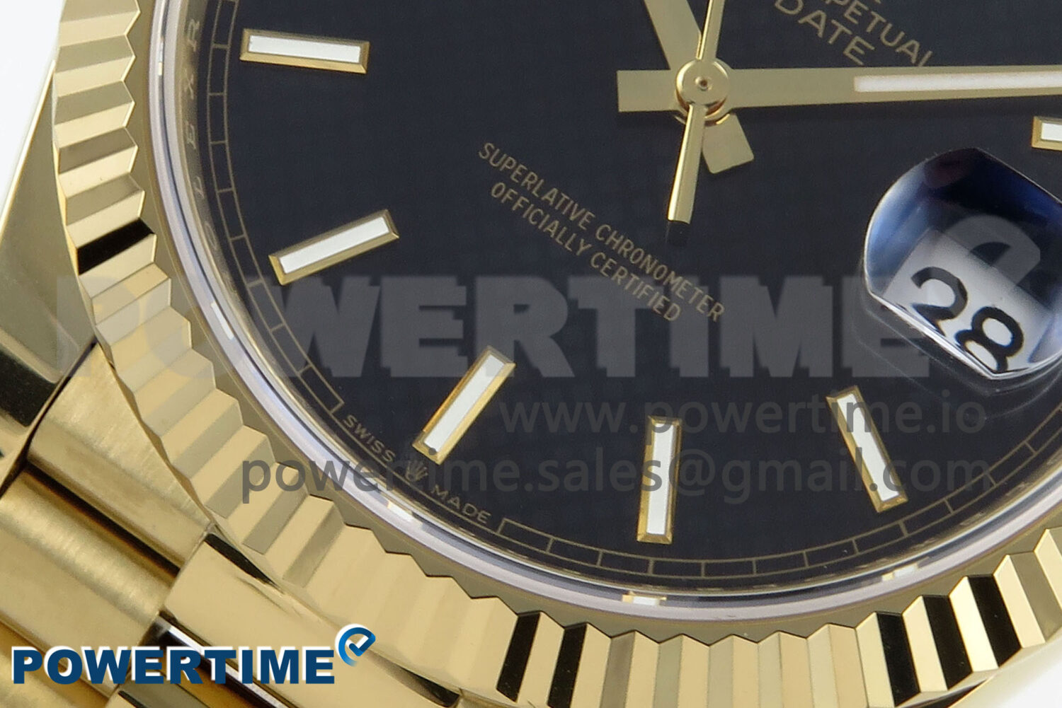 Day Date 40 YG 228238 Noob 1:1 Best Edition Black Textured Stick Dial on President Bracelet A2836 (Gain Weight) - Image 5