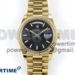 Day Date 40 YG 228238 Noob 1:1 Best Edition Black Textured Stick Dial on President Bracelet A2836 (Gain Weight)
