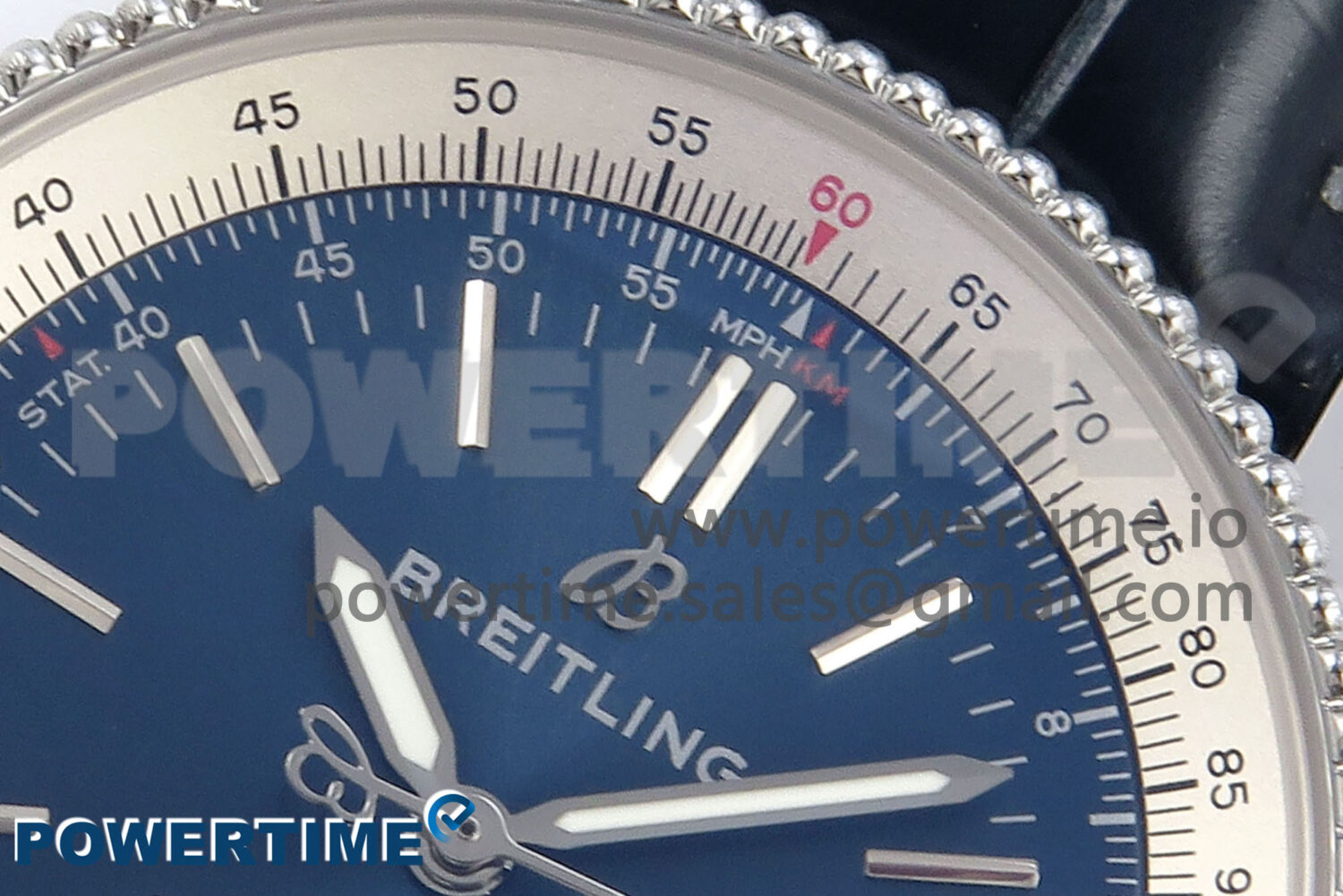 Navitimer 1 SS 41mm TF 1:1 Best Edition White Bezel Blue Dial on Blue Leather Strap A2824 - Image 4