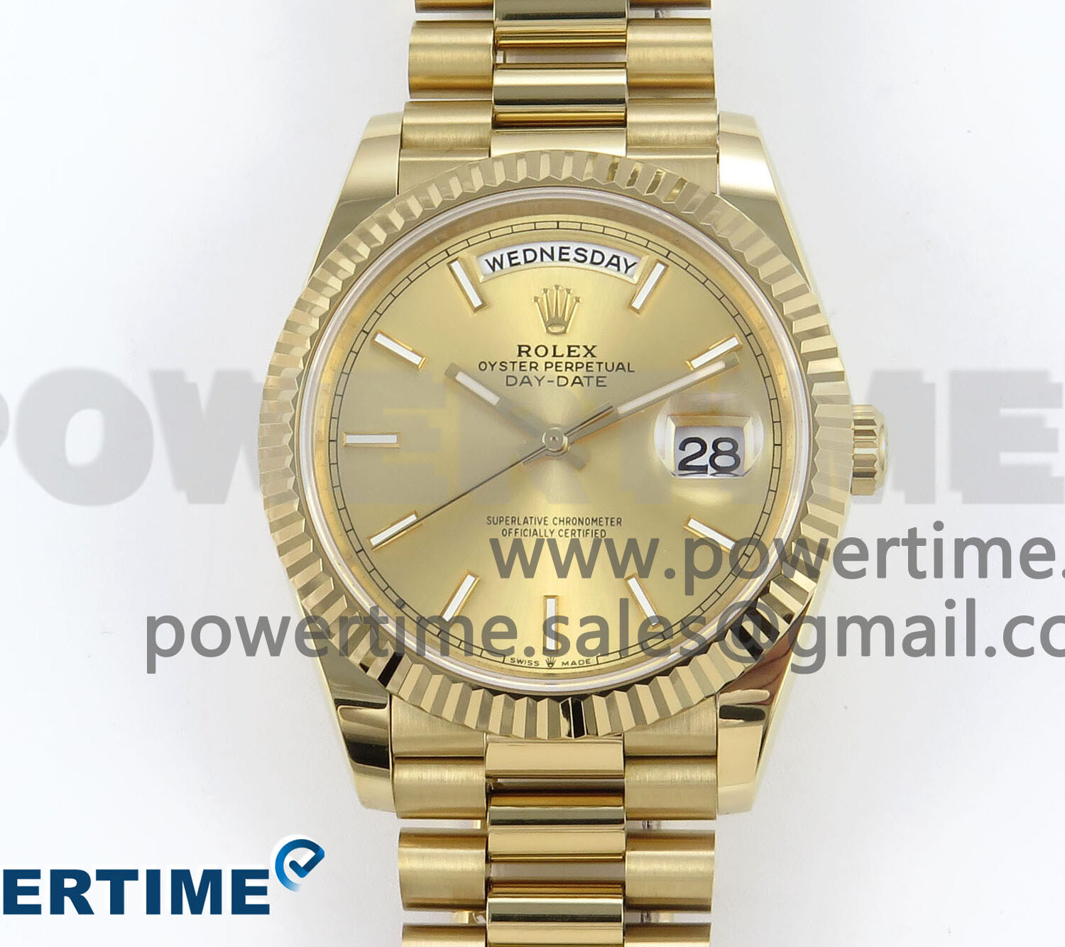Day Date 40 YG 228238 Noob 1:1 Best Edition YG Stick Dial on President Bracelet A2836 (Gain Weight)