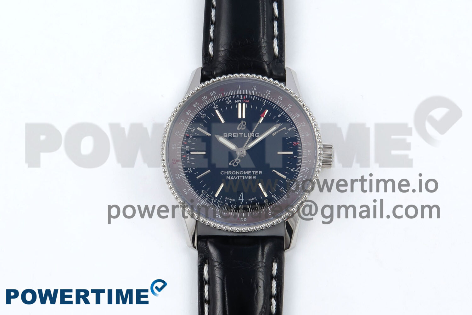 Navitimer 1 SS 38mm TF 1:1 Best Edition Black Bezel Blue Dial on Black Leather Strap A2824 - Image 1