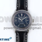 Navitimer 1 SS 38mm TF 1:1 Best Edition Black Bezel Blue Dial on Black Leather Strap A2824