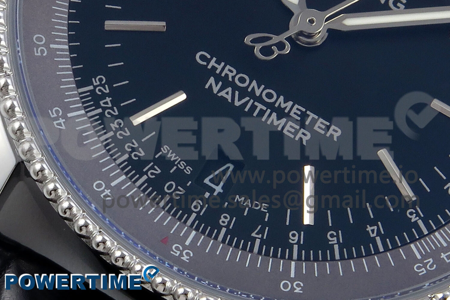 Navitimer 1 SS 38mm TF 1:1 Best Edition Black Bezel Blue Dial on Black Leather Strap A2824 - Image 5